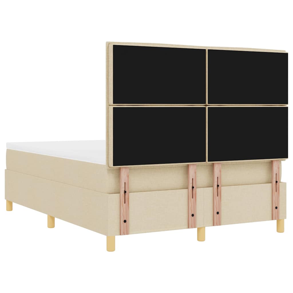 vidaXL Κρεβάτι με ελατήρια με στρώμα Κρεμ 140 x 190 cm ύφασμα