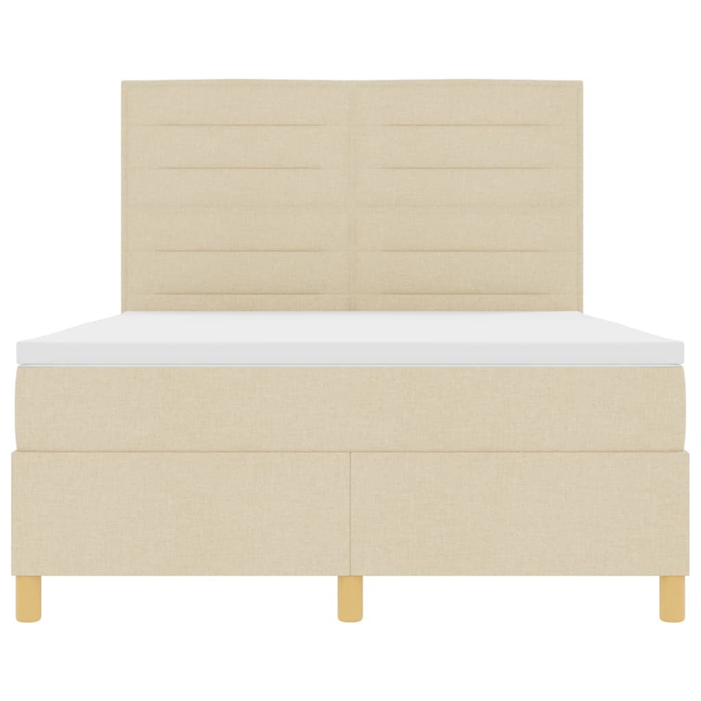 vidaXL Κρεβάτι με ελατήρια με στρώμα Κρεμ 140 x 190 cm ύφασμα