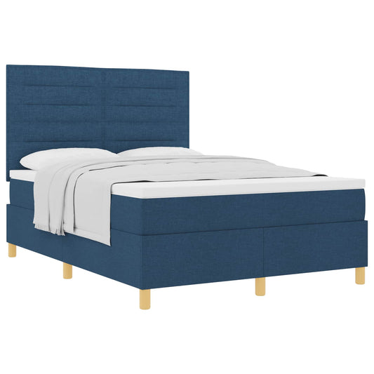 vidaXL Κρεβάτι με ελατήρια με στρώμα Μπλε 140 x 190 cm ύφασμα