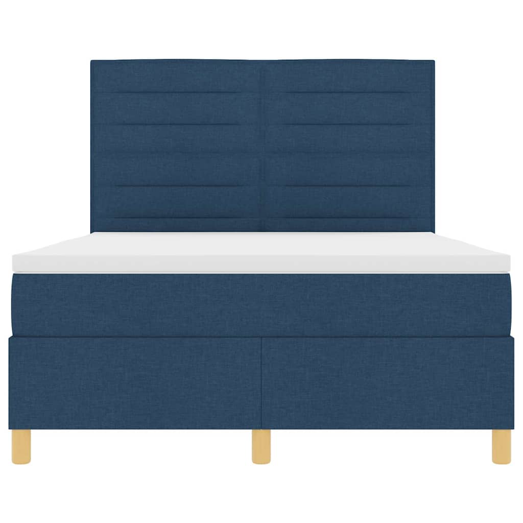 vidaXL Κρεβάτι με ελατήρια με στρώμα Μπλε 140 x 190 cm ύφασμα