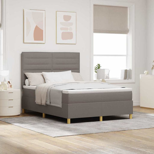 vidaXL Κρεβάτι με ελατήρια με στρώμα Taupe 140 x 200 cm ύφασμα