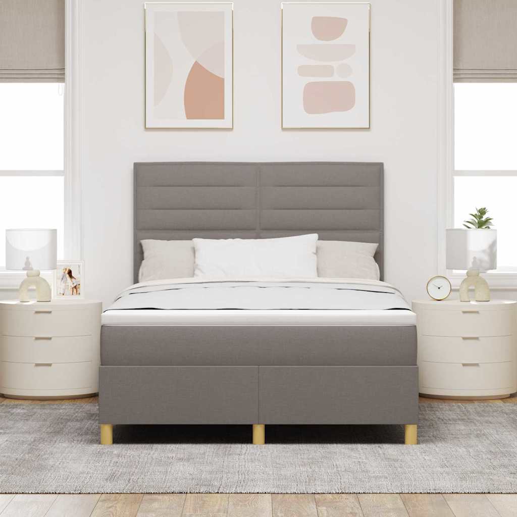 vidaXL Κρεβάτι με ελατήρια με στρώμα Taupe 140 x 200 cm ύφασμα
