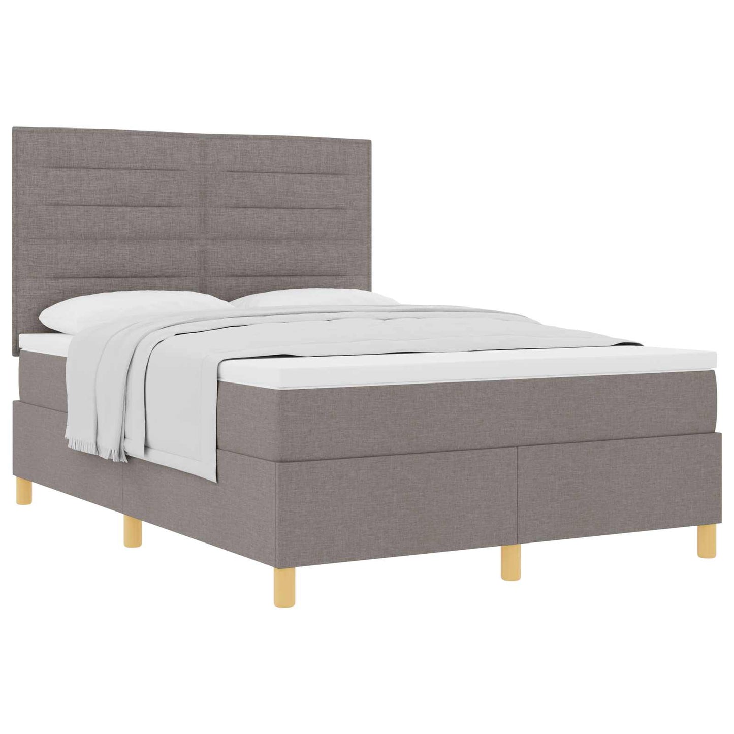 vidaXL Κρεβάτι με ελατήρια με στρώμα Taupe 140 x 200 cm ύφασμα