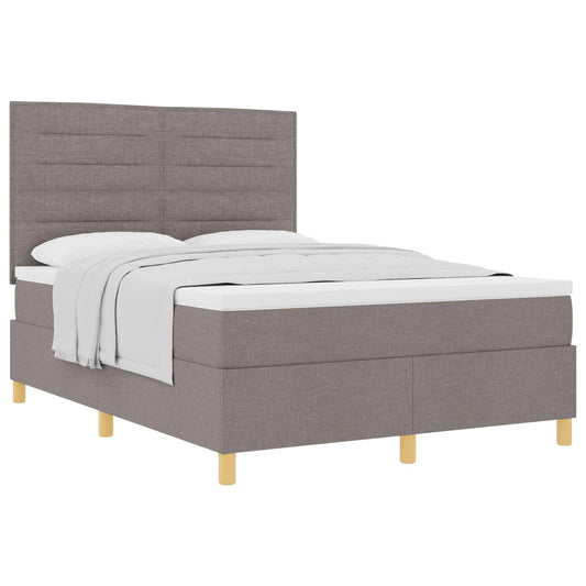 vidaXL Κρεβάτι με ελατήρια με στρώμα Taupe 140 x 200 cm ύφασμα
