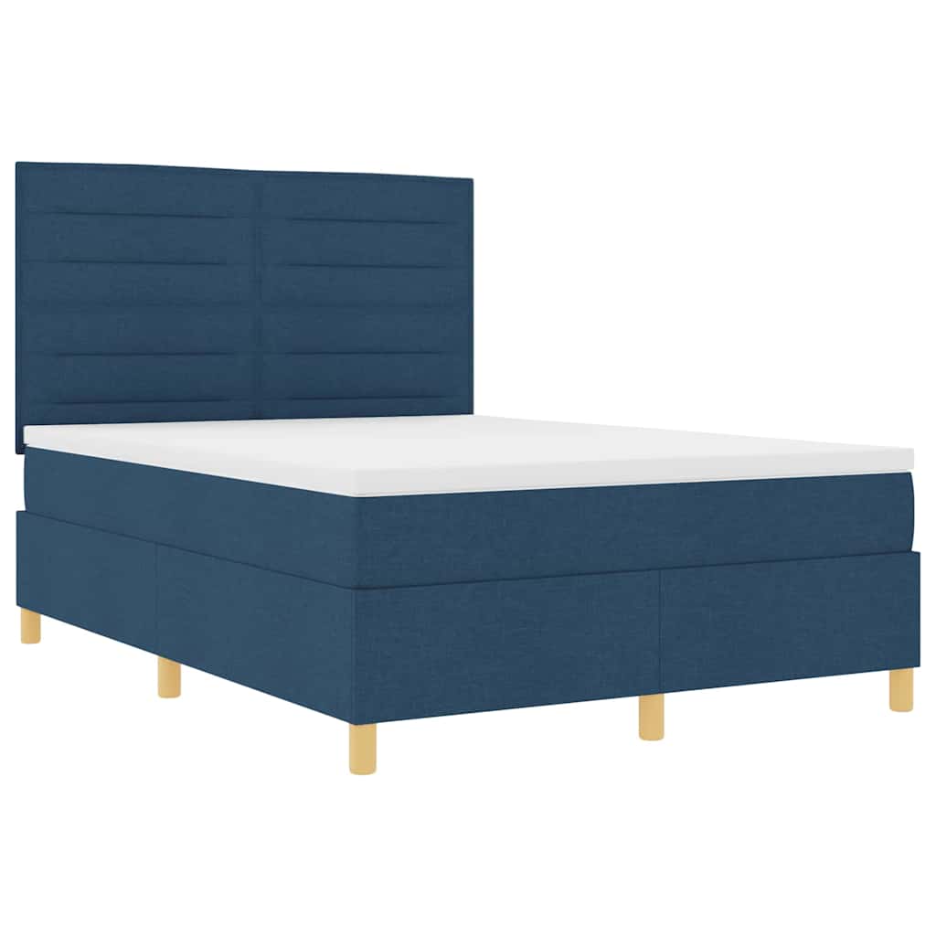 vidaXL Κρεβάτι με ελατήρια με στρώμα Μπλε 140 x 200 cm ύφασμα