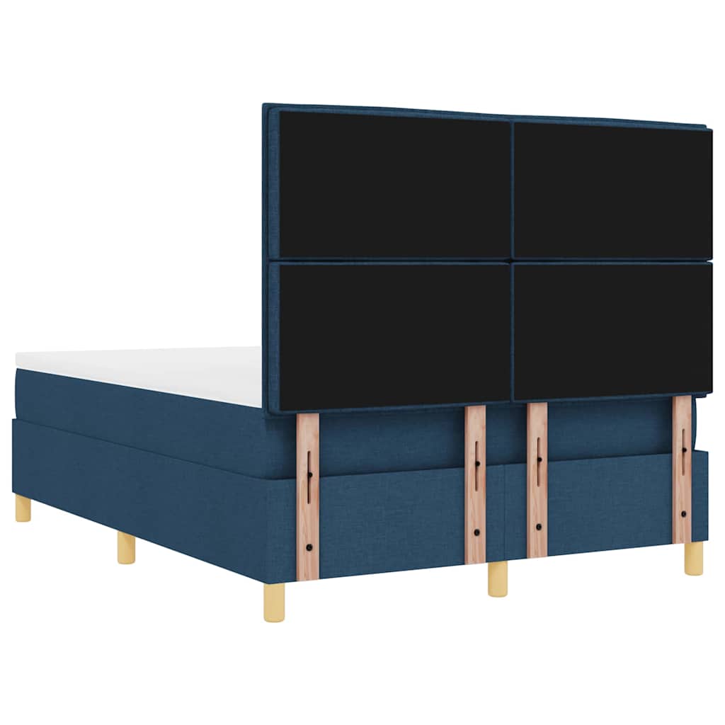 vidaXL Κρεβάτι με ελατήρια με στρώμα Μπλε 140 x 200 cm ύφασμα