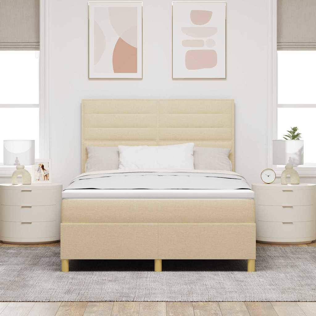 vidaXL Κρεβάτι με ελατήρια με στρώμα Κρεμ 160 x 200 cm ύφασμα