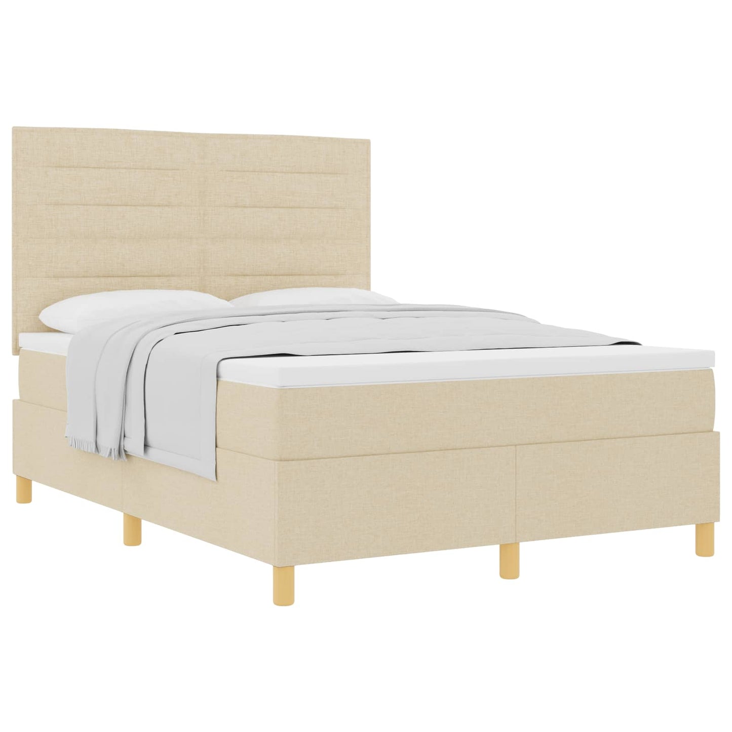 vidaXL Κρεβάτι με ελατήρια με στρώμα Κρεμ 160 x 200 cm ύφασμα