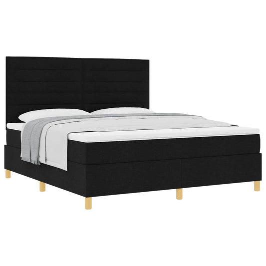 vidaXL Κρεβάτι με ελατήρια με στρώμα Μαύρο 180 x 200 cm ύφασμα