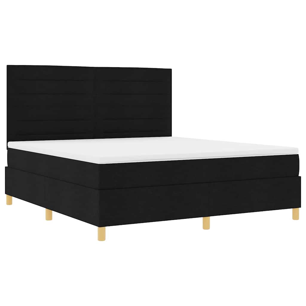 vidaXL Κρεβάτι με ελατήρια με στρώμα Μαύρο 180 x 200 cm ύφασμα