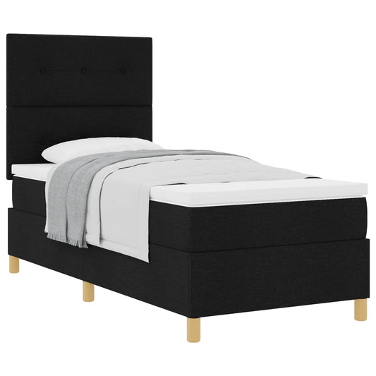 vidaXL Κρεβάτι με ελατήρια με κεφαλάρι Μαύρο 90 x 190 cm ύφασμα