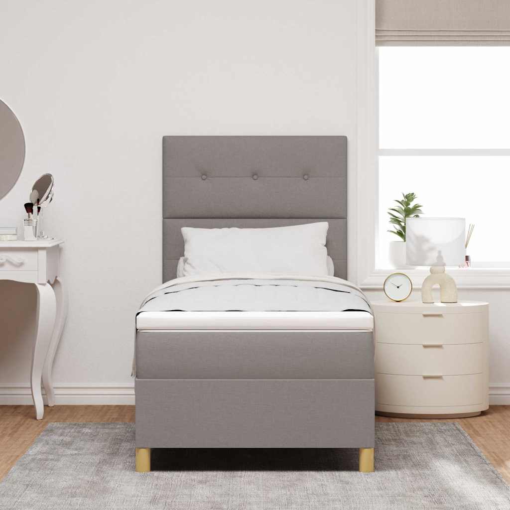 vidaXL Κρεβάτι με ελατήρια με κεφαλάρι Taupe 90 x 190 cm ύφασμα