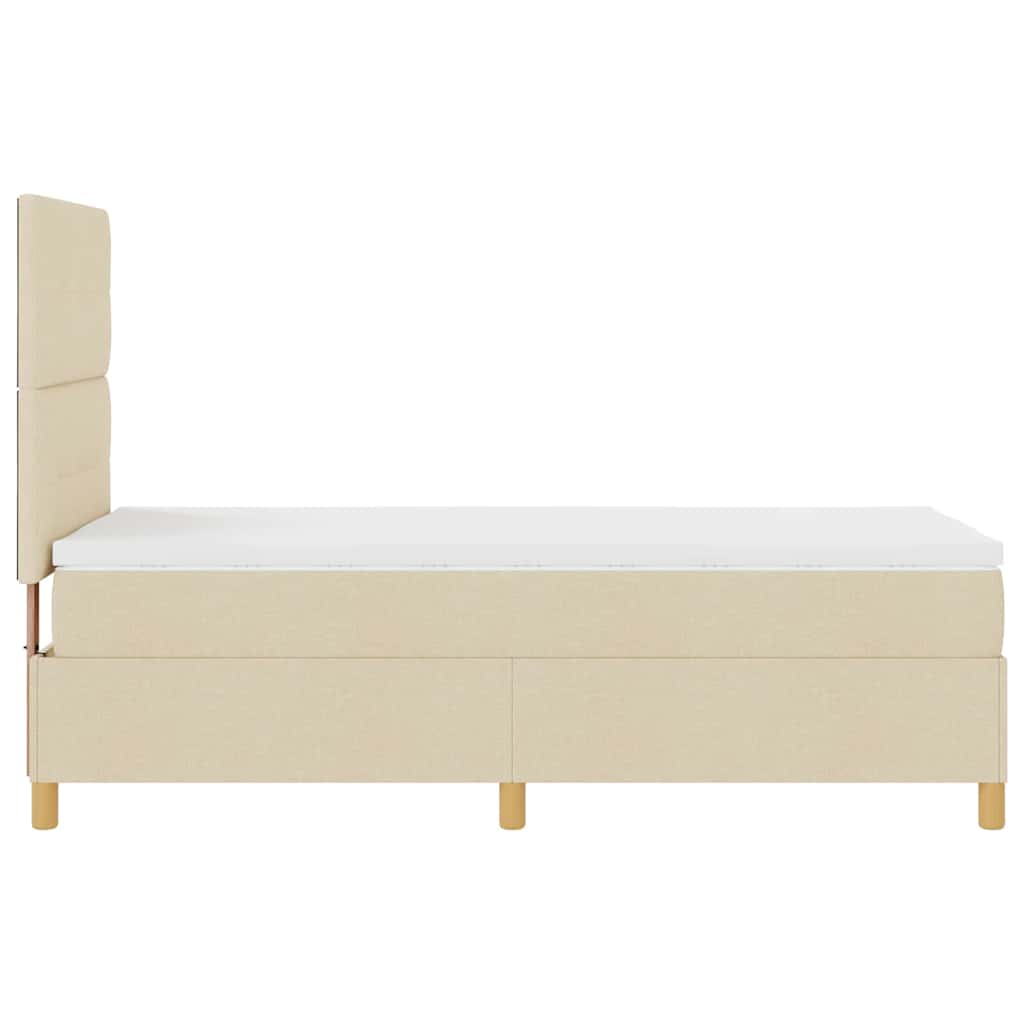 vidaXL Κρεβάτι με ελατήρια με κεφαλάρι Κρεμ 90 x 190 cm ύφασμα