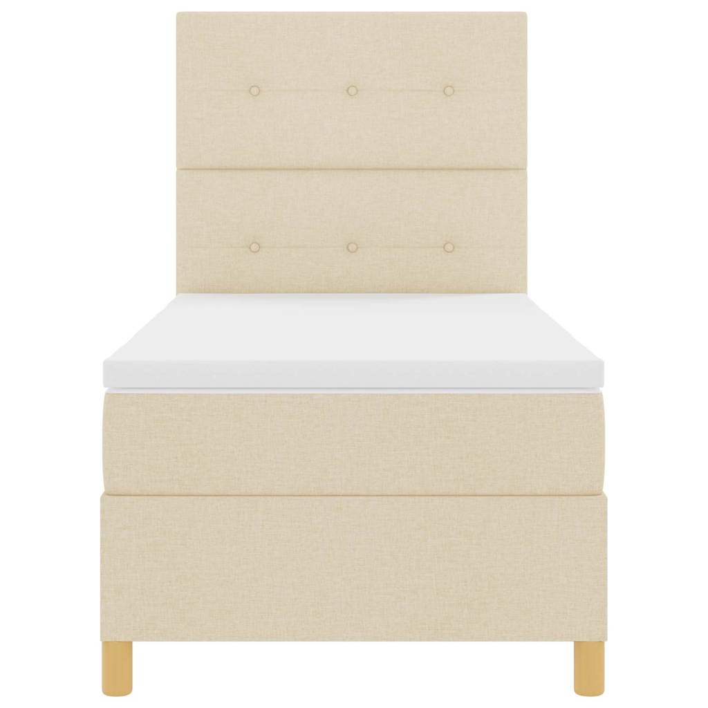 vidaXL Κρεβάτι με ελατήρια με κεφαλάρι Κρεμ 90 x 200 cm ύφασμα