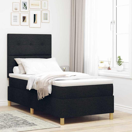 vidaXL Box Spring Bed με Στρώμα Μαύρο 100x200 εκ. Ύφασμα