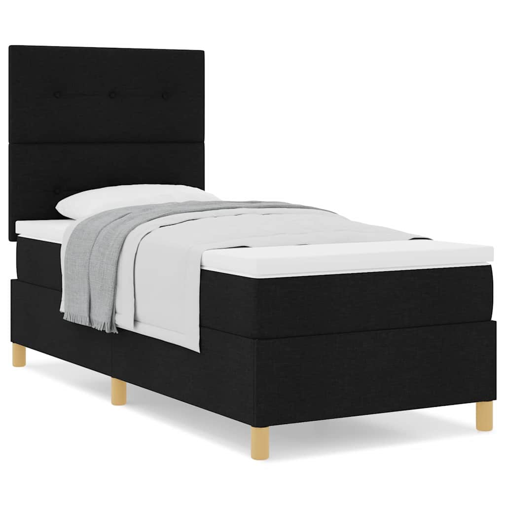 vidaXL Box Spring Bed με Στρώμα Μαύρο 100x200 εκ. Ύφασμα
