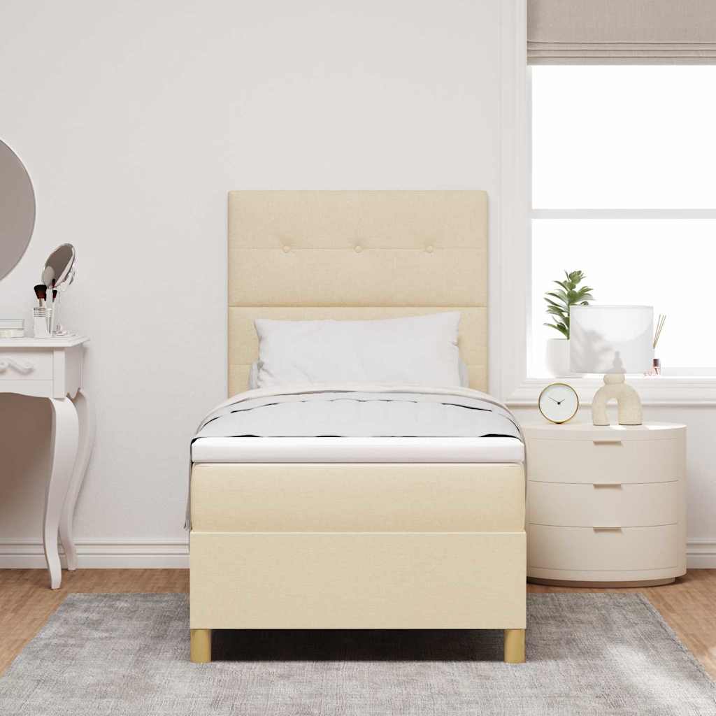 vidaXL Κρεβάτι με ελατήρια με κεφαλάρι Κρεμ 100 x 200 cm ύφασμα