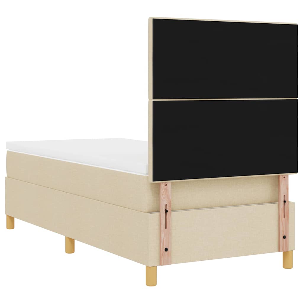 vidaXL Κρεβάτι με ελατήρια με κεφαλάρι Κρεμ 100 x 200 cm ύφασμα