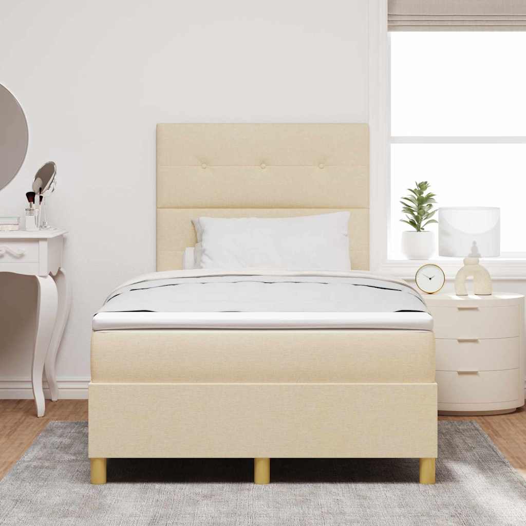vidaXL Κρεβάτι με ελατήρια με κεφαλάρι Κρεμ 120 x 190 cm ύφασμα