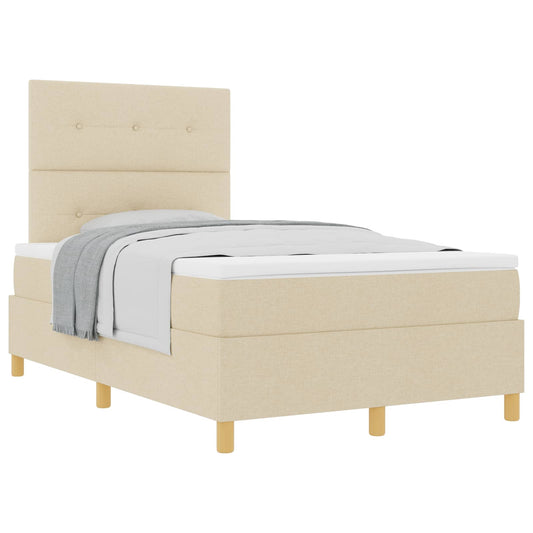 vidaXL Κρεβάτι με ελατήρια με κεφαλάρι Κρεμ 120 x 190 cm ύφασμα