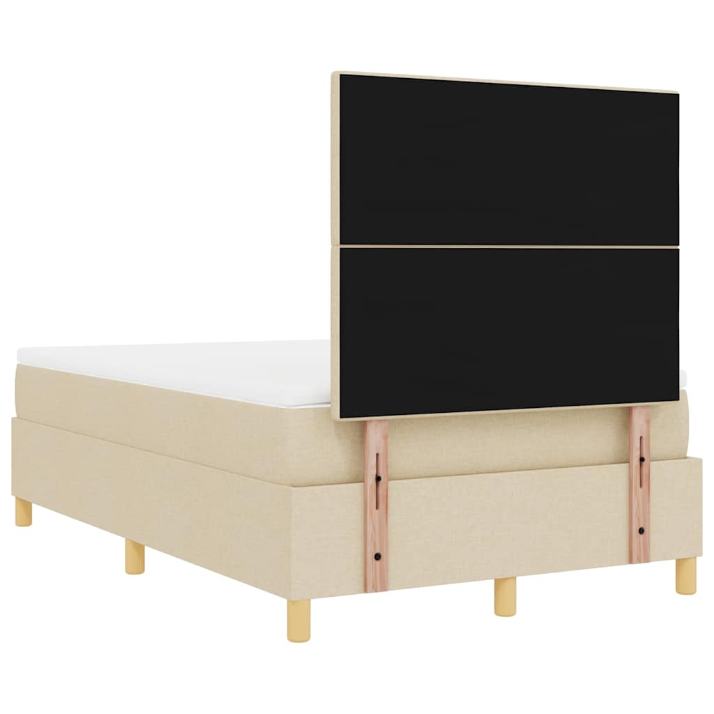 vidaXL Κρεβάτι με ελατήρια με κεφαλάρι Κρεμ 120 x 200 cm ύφασμα