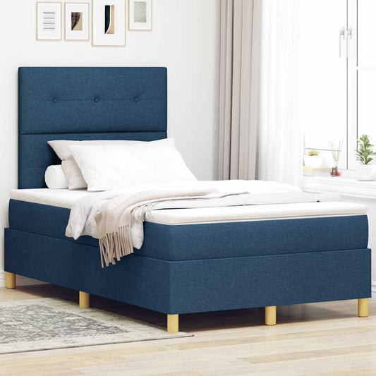 vidaXL Κρεβάτι με ελατήρια με κεφαλάρι Μπλε 120 x 200 cm ύφασμα