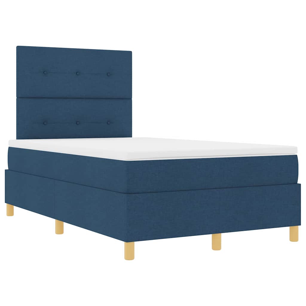 vidaXL Κρεβάτι με ελατήρια με κεφαλάρι Μπλε 120 x 200 cm ύφασμα