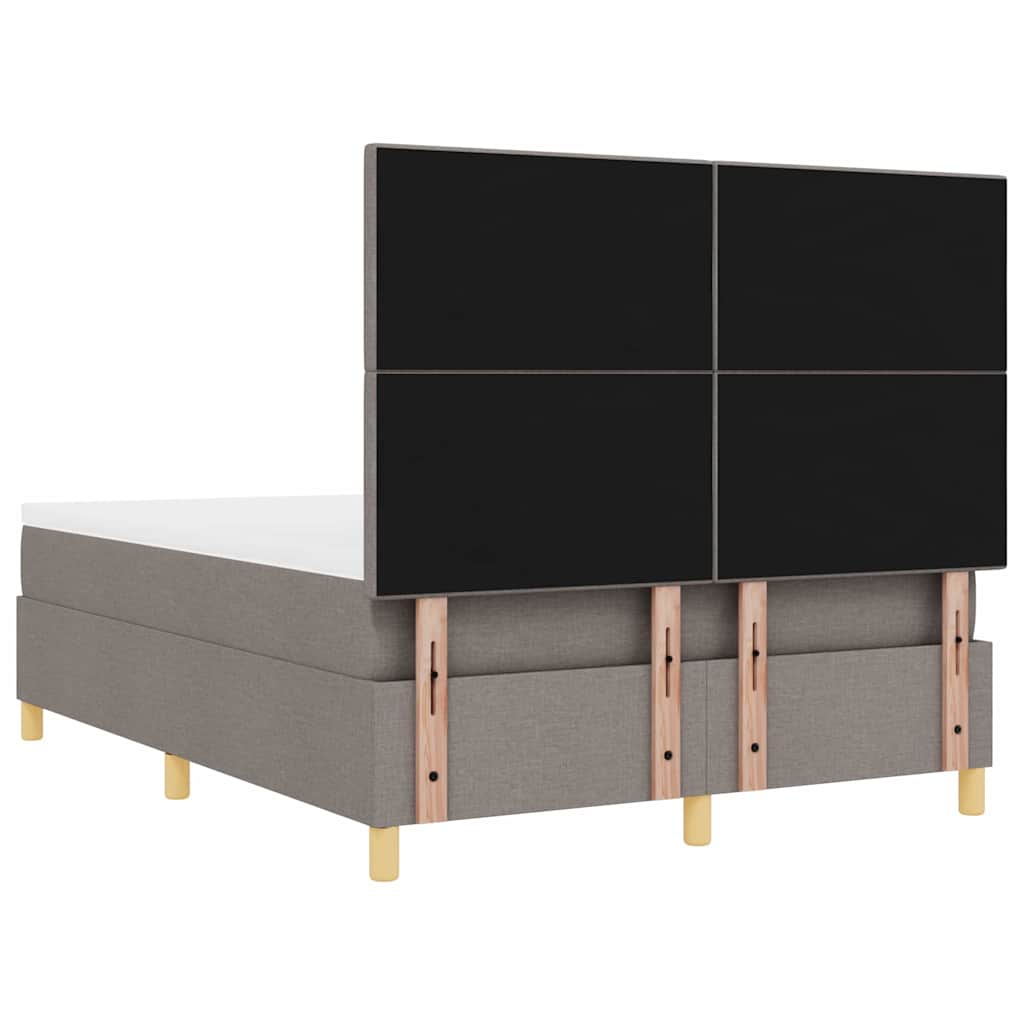 vidaXL Κρεβάτι με ελατήρια με κεφαλάρι Taupe 140 x 190 cm ύφασμα