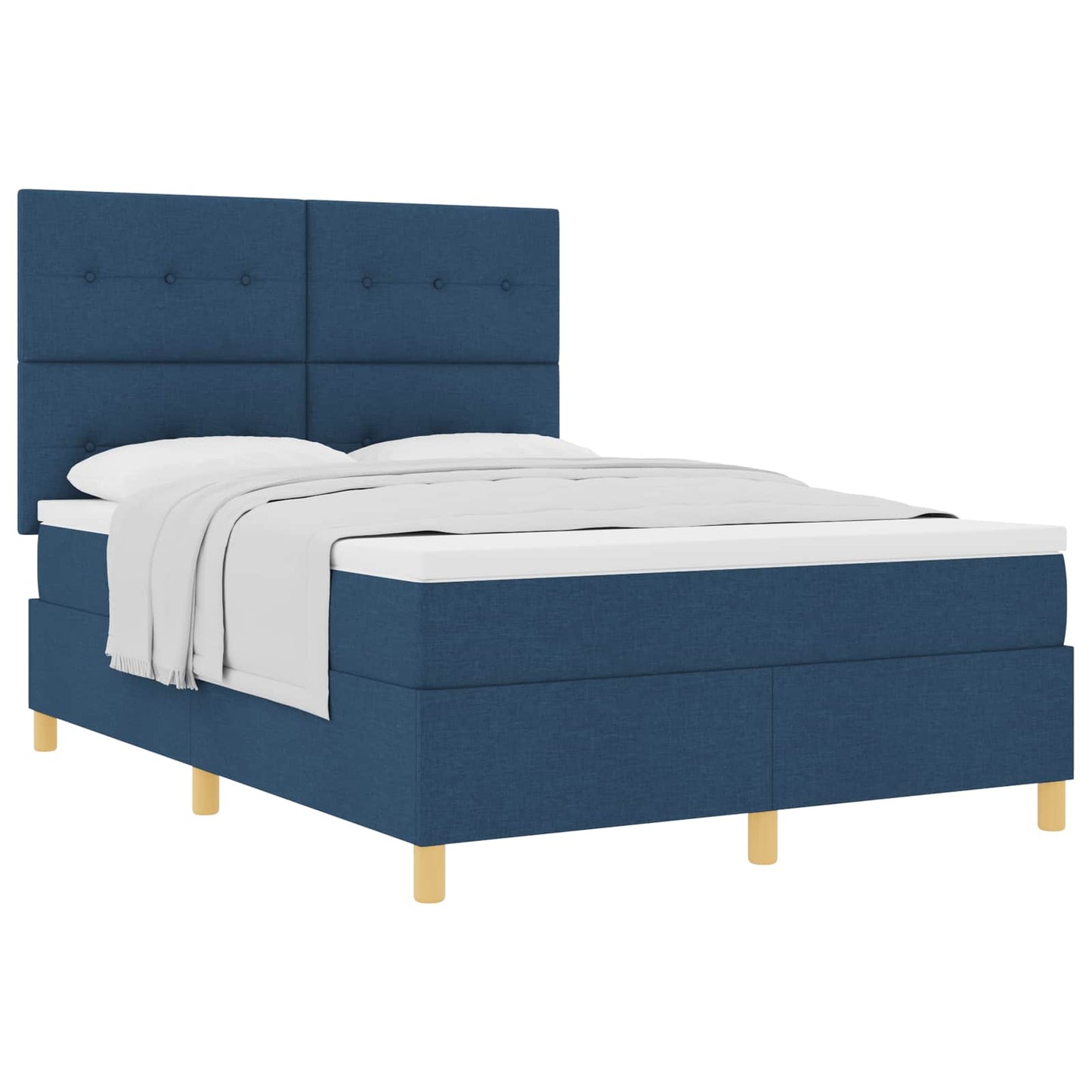 vidaXL Κρεβάτι με ελατήρια με στρώμα Μπλε 140 x 190 cm ύφασμα