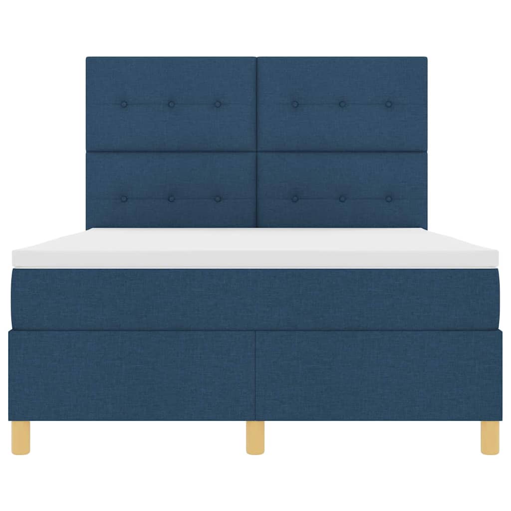 vidaXL Κρεβάτι με ελατήρια με στρώμα Μπλε 140 x 190 cm ύφασμα