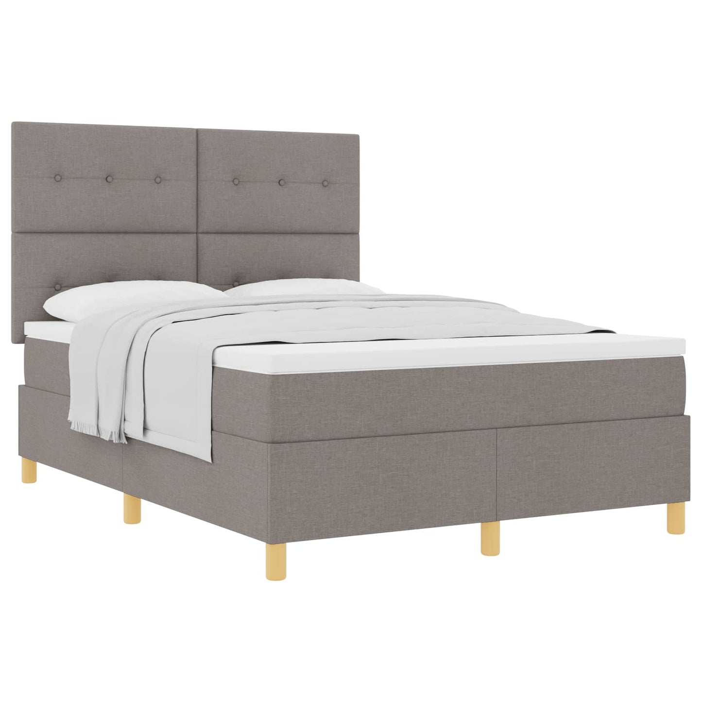 vidaXL Κρεβάτι με ελατήρια με κεφαλάρι Taupe 140 x 200 cm ύφασμα
