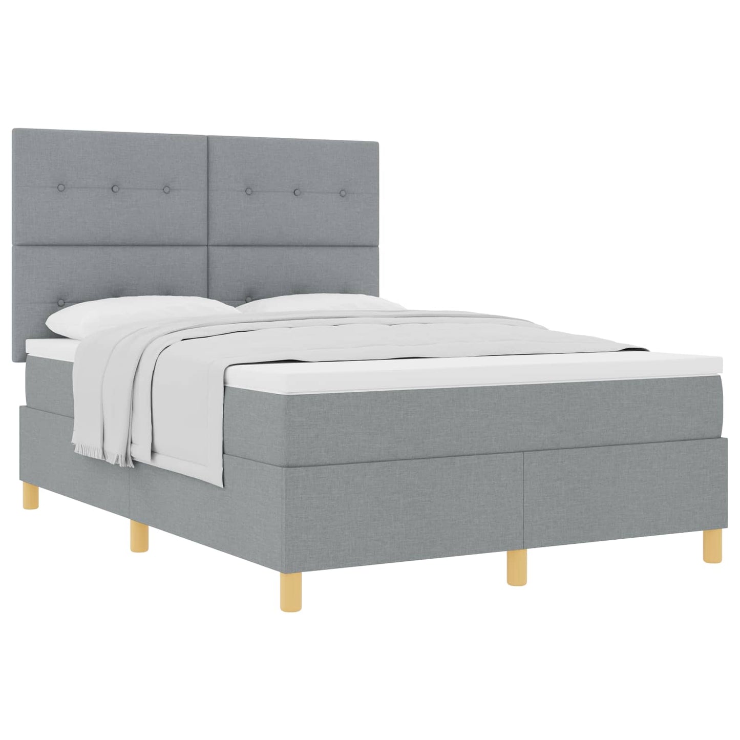vidaXL Κρεβάτι με ελατήρια Ανοιχτό γκρι 160 x 200 cm ύφασμα