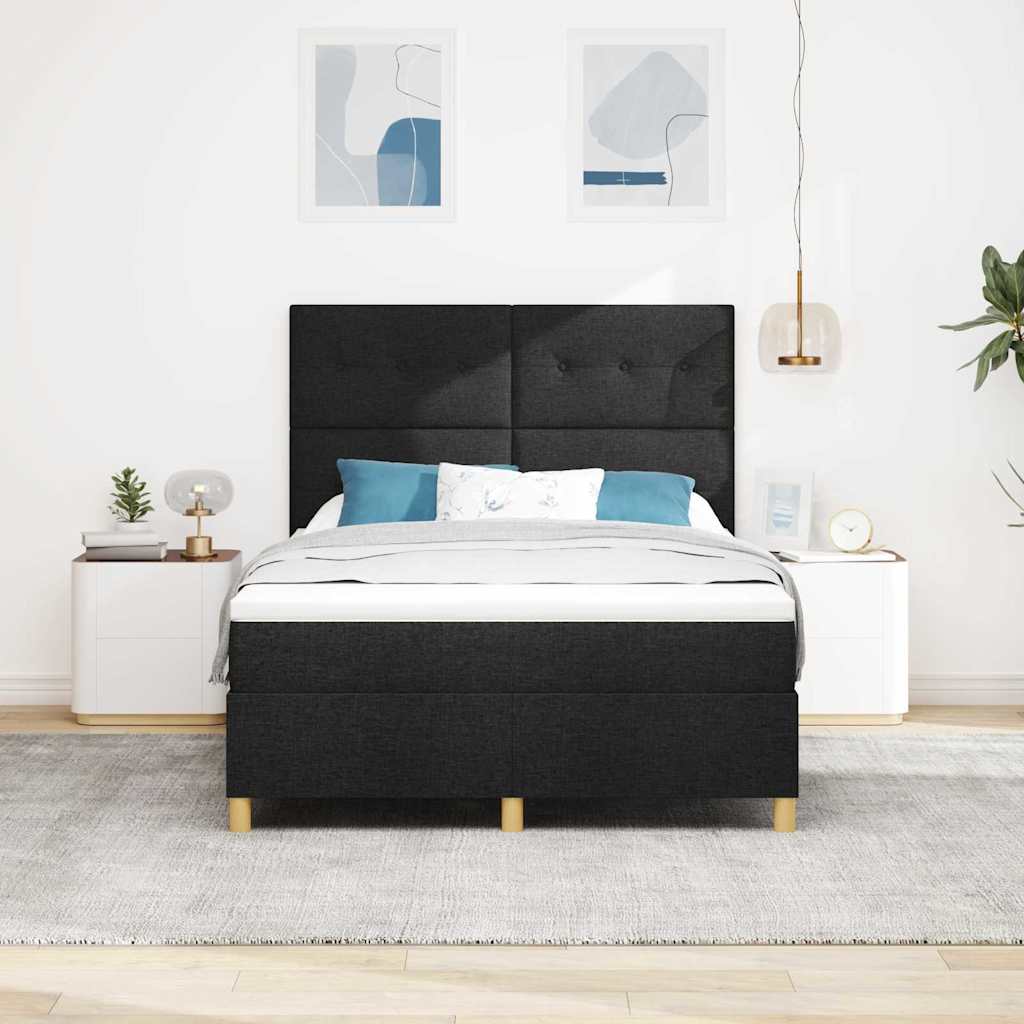 vidaXL Κρεβάτι με ελατήρια με κεφαλάρι Μαύρο 160 x 200 cm ύφασμα