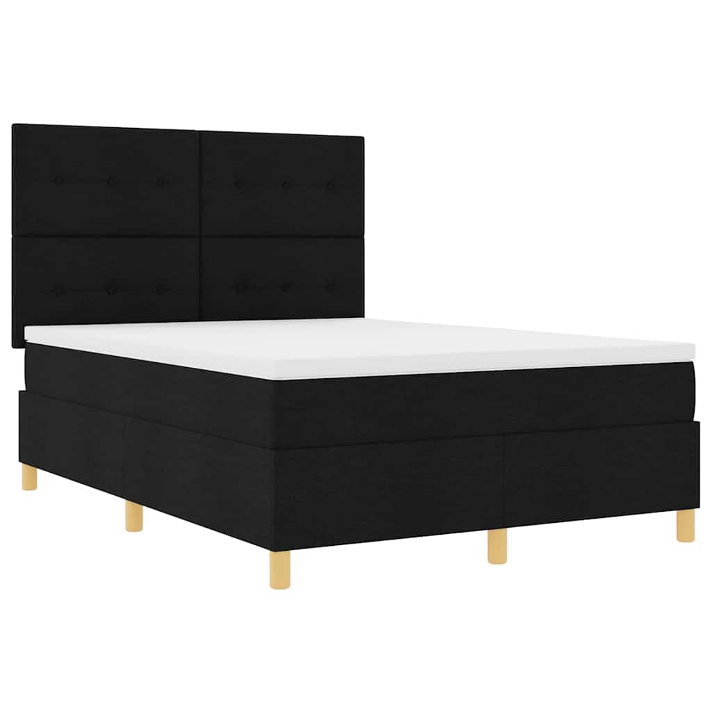 vidaXL Κρεβάτι με ελατήρια με κεφαλάρι Μαύρο 160 x 200 cm ύφασμα