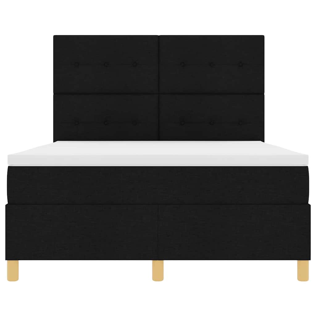 vidaXL Κρεβάτι με ελατήρια με κεφαλάρι Μαύρο 160 x 200 cm ύφασμα