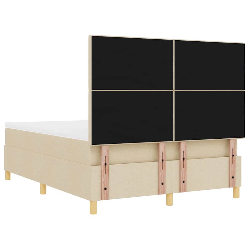vidaXL Κρεβάτι με ελατήρια με κεφαλάρι Κρεμ 160 x 200 cm ύφασμα