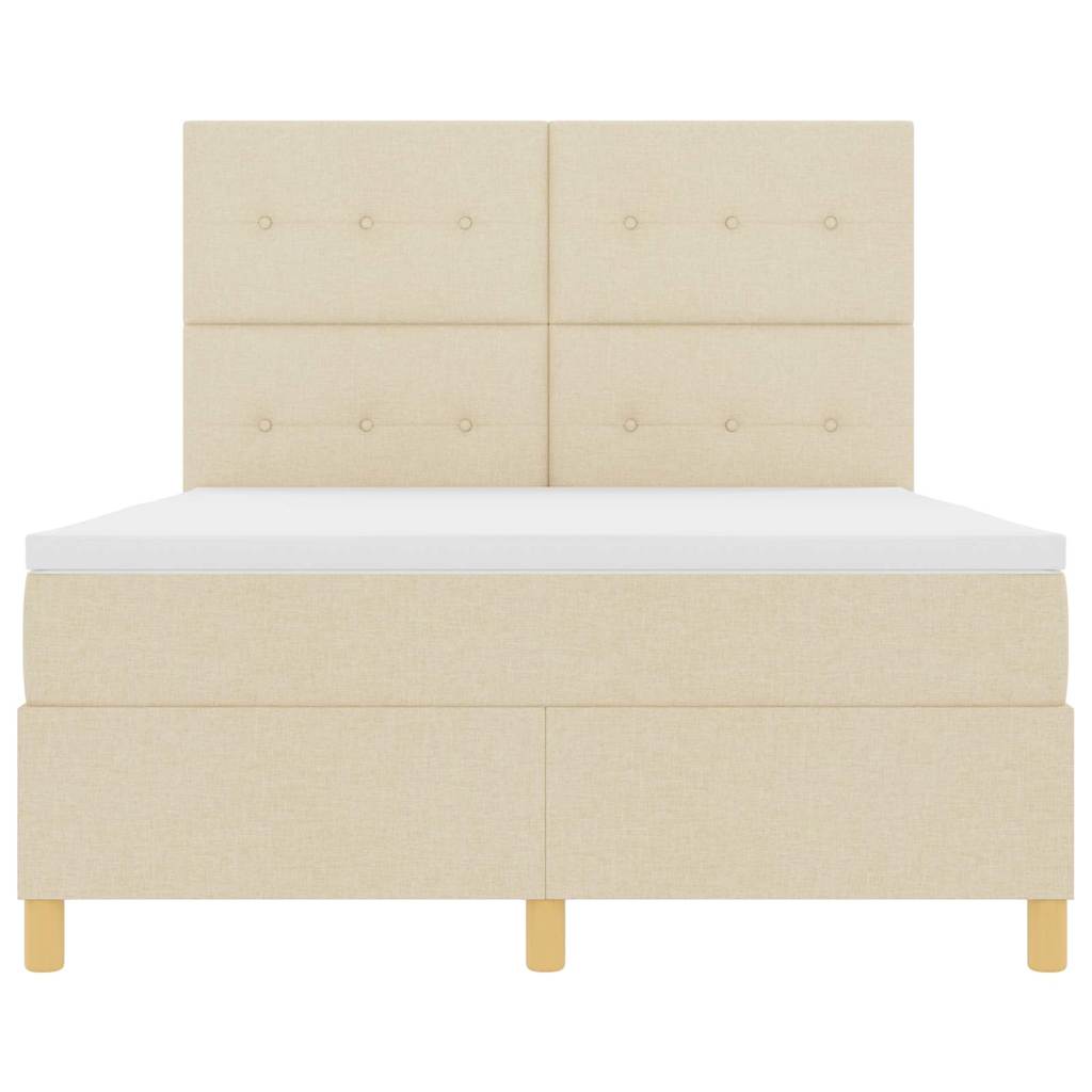 vidaXL Κρεβάτι με ελατήρια με κεφαλάρι Κρεμ 160 x 200 cm ύφασμα