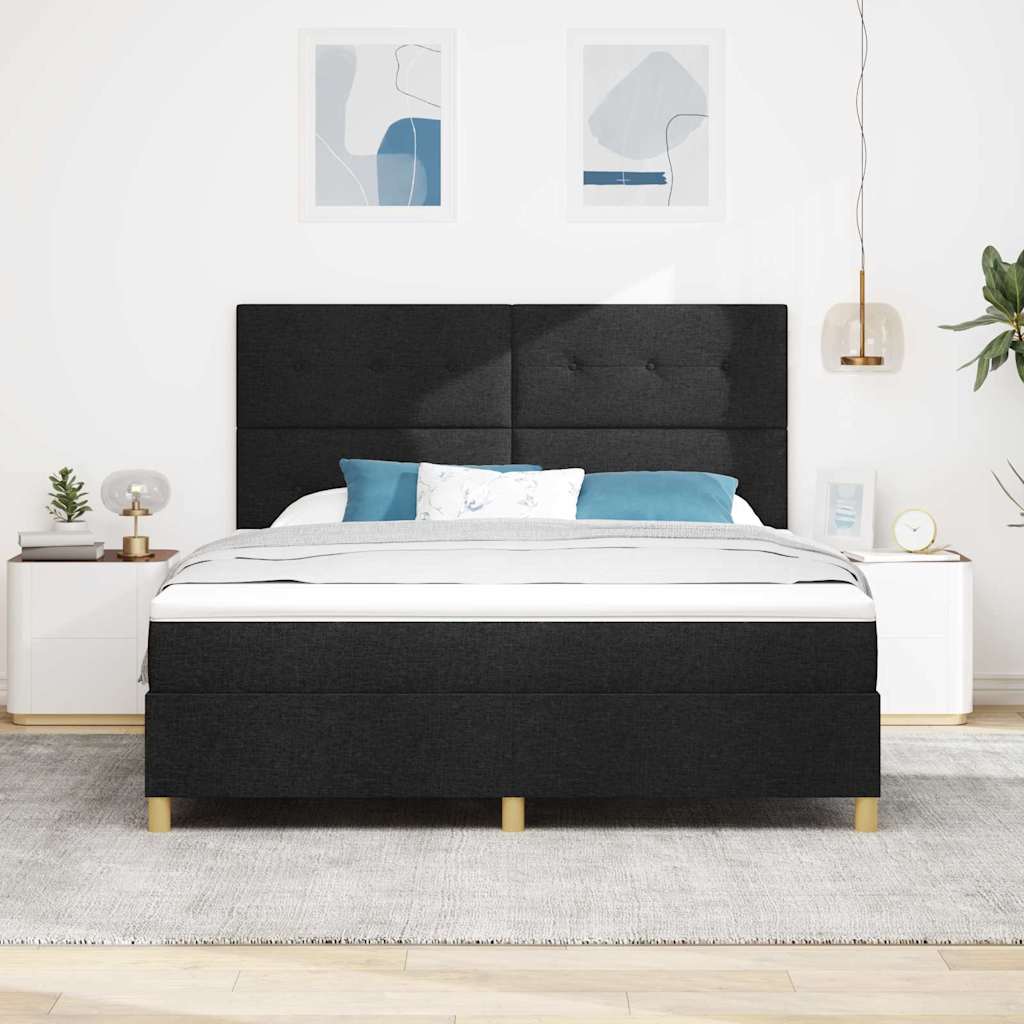 vidaXL Κρεβάτι με ελατήρια με κεφαλάρι Μαύρο 180 x 200 cm ύφασμα