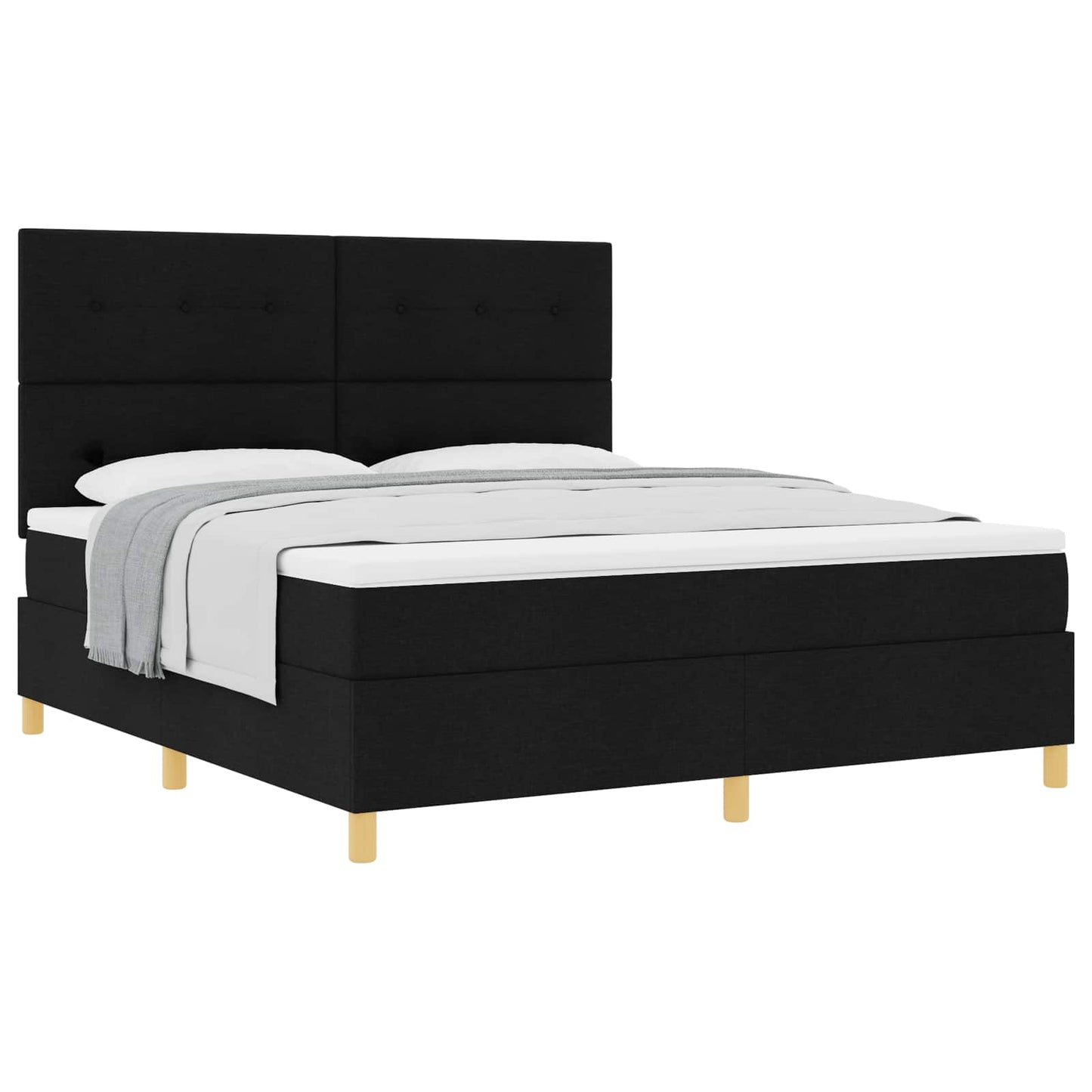 vidaXL Κρεβάτι με ελατήρια με κεφαλάρι Μαύρο 180 x 200 cm ύφασμα