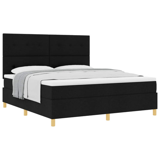 vidaXL Κρεβάτι με ελατήρια με κεφαλάρι Μαύρο 180 x 200 cm ύφασμα