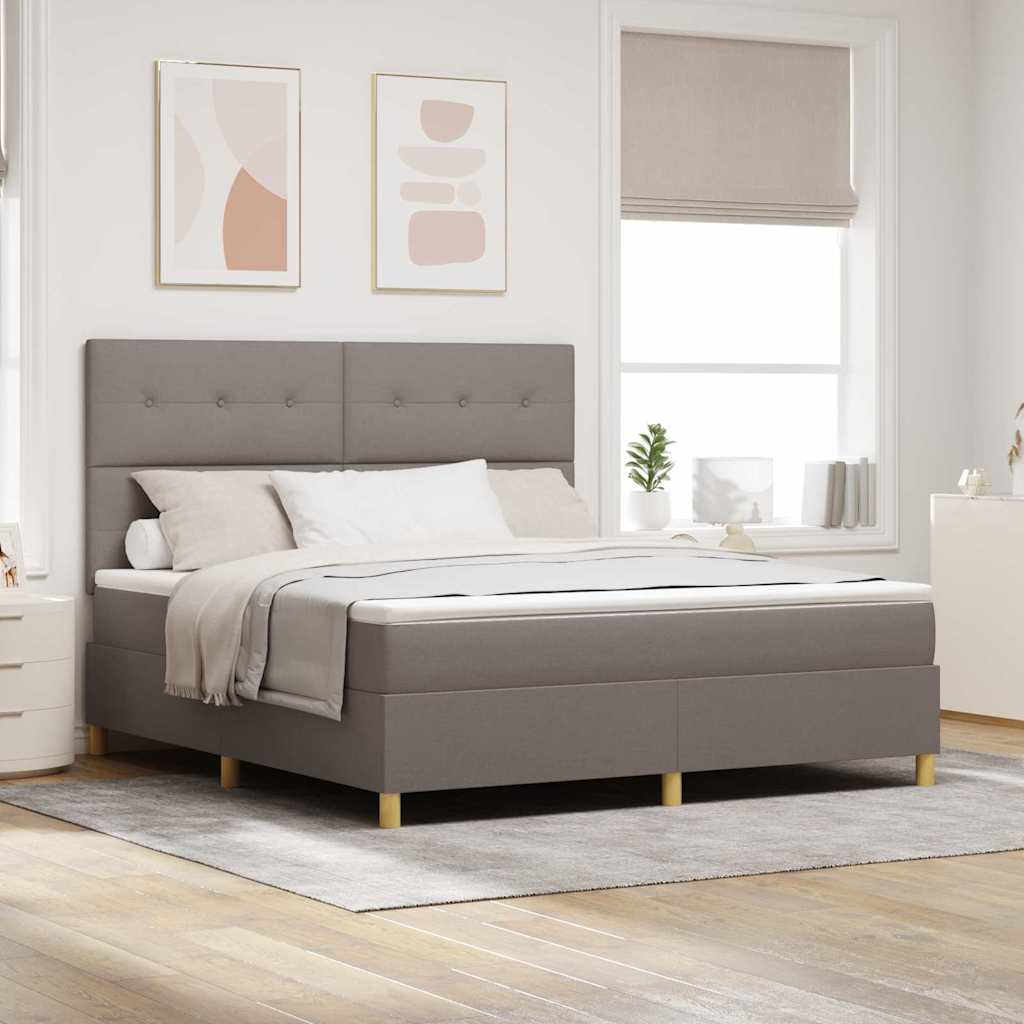 vidaXL Κρεβάτι με ελατήρια με κεφαλάρι Taupe 180 x 200 cm ύφασμα