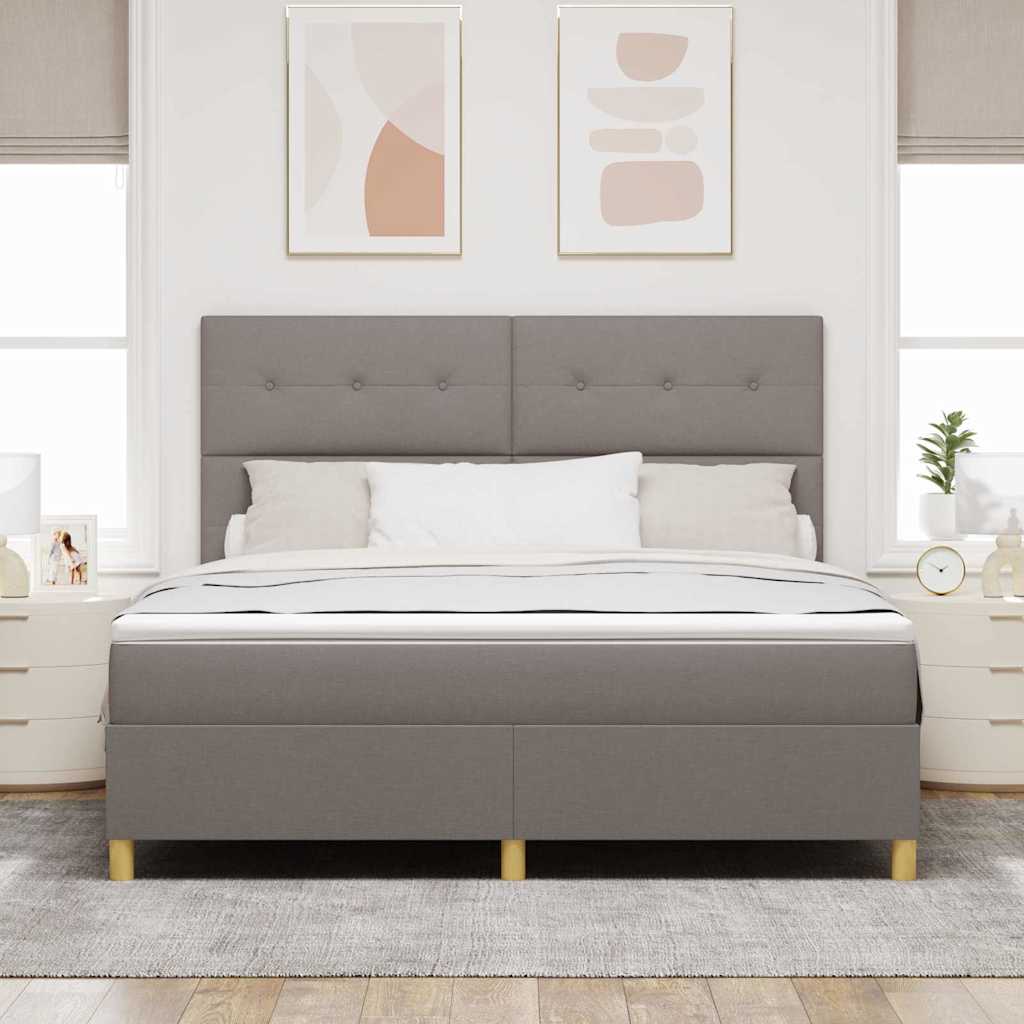 vidaXL Κρεβάτι με ελατήρια με κεφαλάρι Taupe 180 x 200 cm ύφασμα