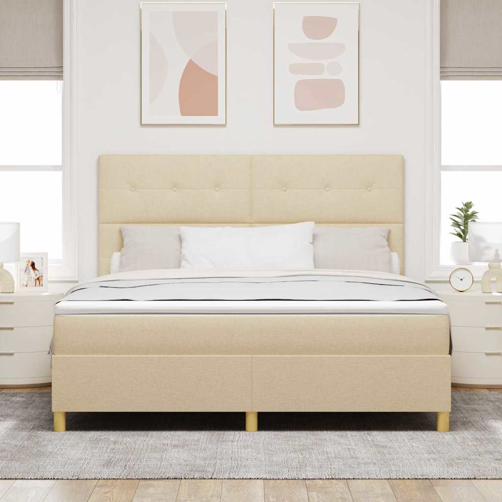 vidaXL Κρεβάτι με ελατήρια με κεφαλάρι Κρεμ 180 x 200 cm ύφασμα