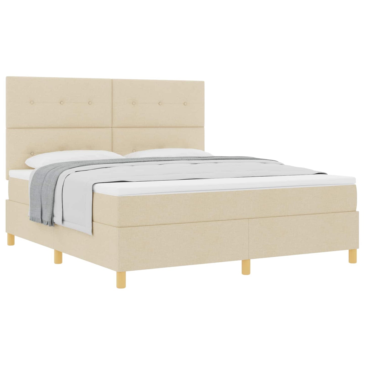 vidaXL Κρεβάτι με ελατήρια με κεφαλάρι Κρεμ 180 x 200 cm ύφασμα