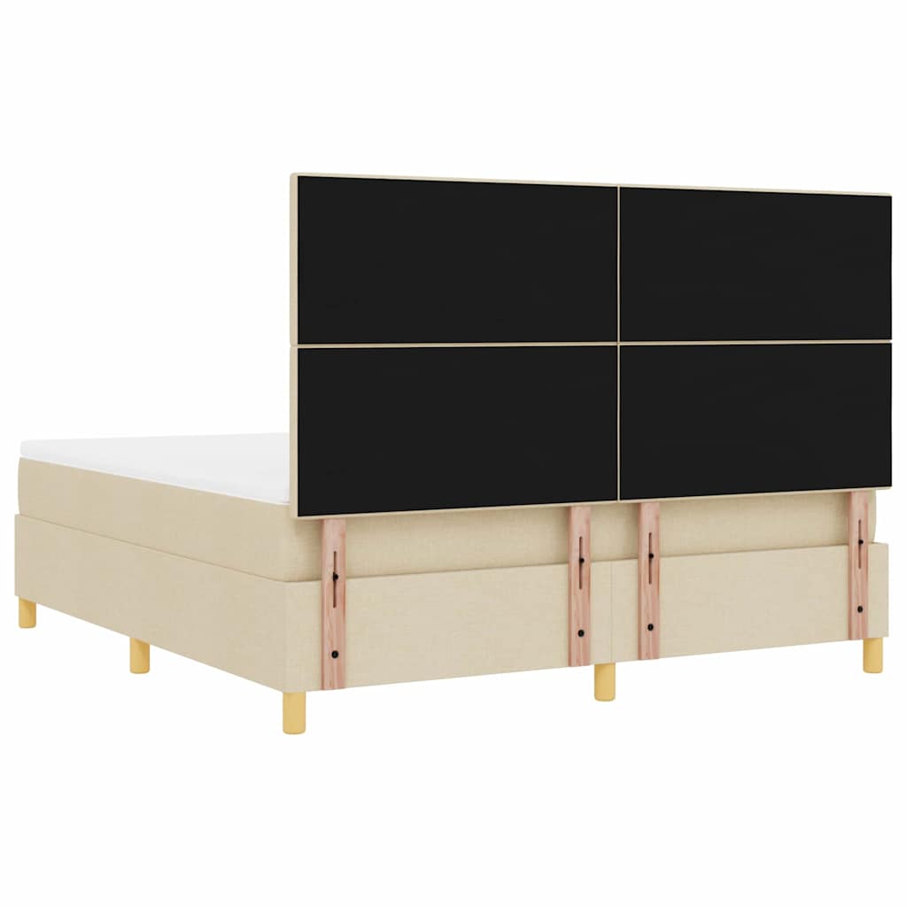 vidaXL Κρεβάτι με ελατήρια με κεφαλάρι Κρεμ 180 x 200 cm ύφασμα