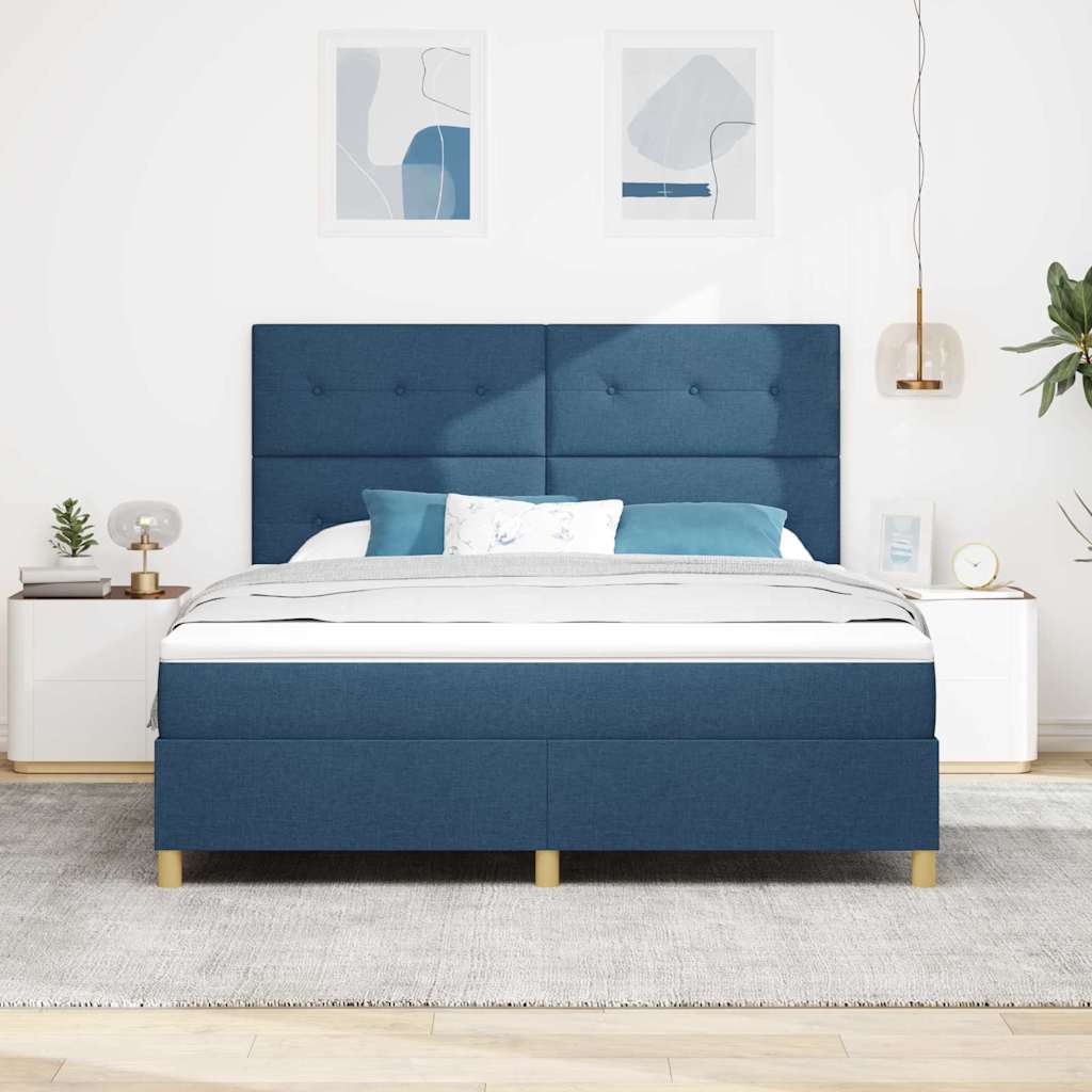 vidaXL Κρεβάτι με ελατήρια με κεφαλάρι Μπλε 180 x 200 cm ύφασμα