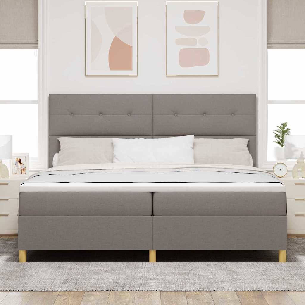 vidaXL Κρεβάτι με ελατήρια με κεφαλάρι Taupe 200 x 200 cm ύφασμα