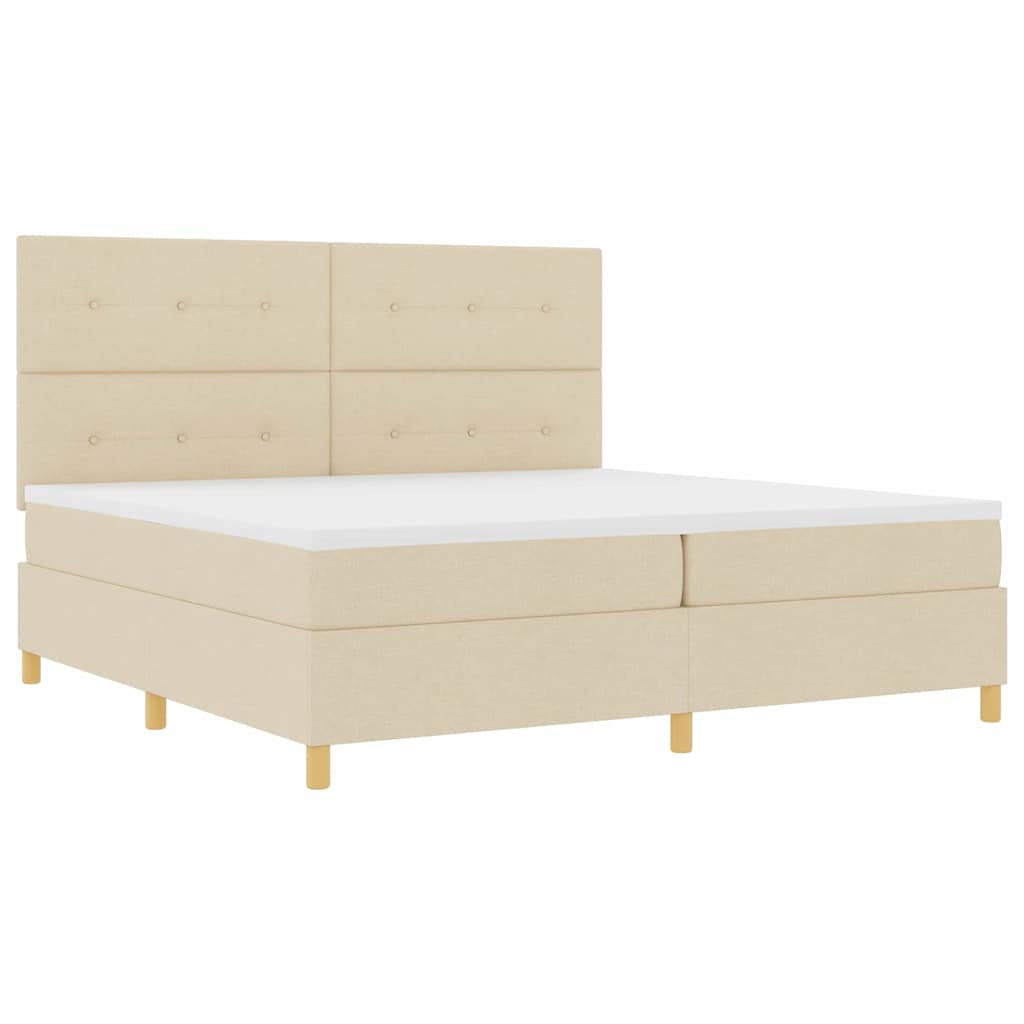 vidaXL Κρεβάτι με ελατήρια με κεφαλάρι Κρεμ 200 x 200 cm ύφασμα