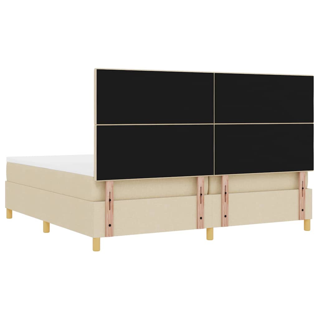 vidaXL Κρεβάτι με ελατήρια με κεφαλάρι Κρεμ 200 x 200 cm ύφασμα