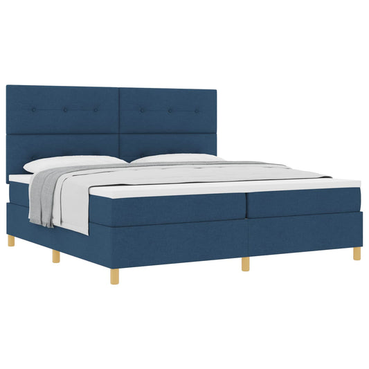 vidaXL Κρεβάτι με ελατήρια με κεφαλάρι Μπλε 200 x 200 cm ύφασμα